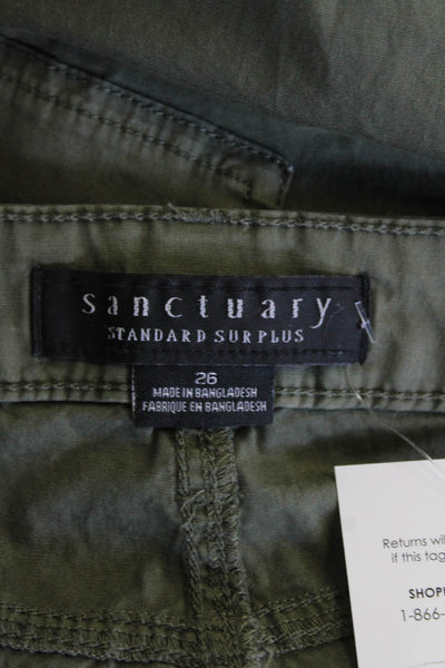 Sanctuary Standard Surplus Cotton Utility Wide Leg Zip Fly Pants Green Size 26