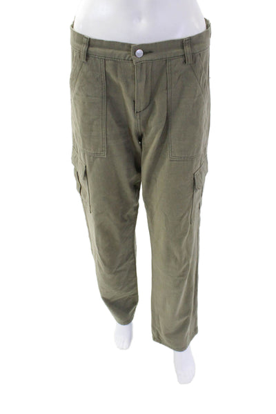 Superdown Womens Cotton Straight Leg Utility Zip Fly Casual Pants Green Size S