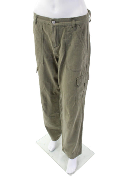 Superdown Womens Cotton Straight Leg Utility Zip Fly Casual Pants Green Size S