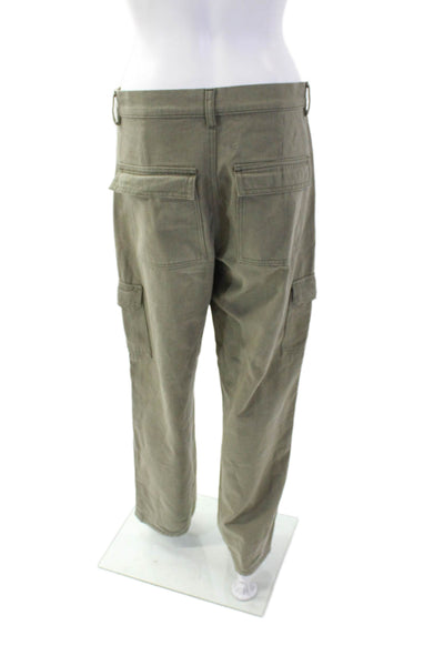 Superdown Womens Cotton Straight Leg Utility Zip Fly Casual Pants Green Size S