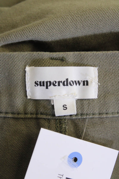 Superdown Womens Cotton Straight Leg Utility Zip Fly Casual Pants Green Size S