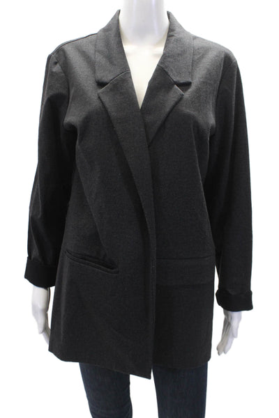 Liverpool Jeans Company Womens Notched Lapel Open Front Blazer Gray Size L