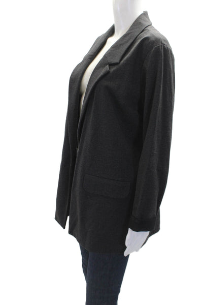 Liverpool Jeans Company Womens Notched Lapel Open Front Blazer Gray Size L
