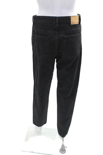 Zara Trafaluc Womens Cotton High-Rise Tapered Denim Jeans Black Size 6