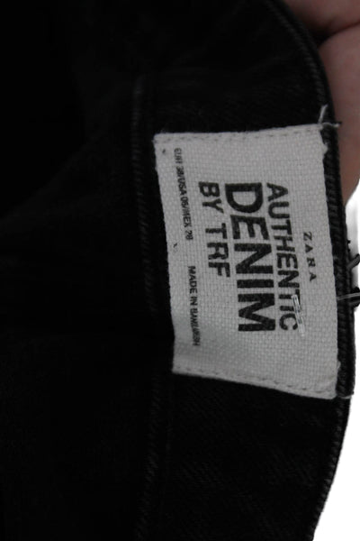 Zara Trafaluc Womens Cotton High-Rise Tapered Denim Jeans Black Size 6