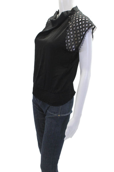 Heartloom Womens Beatriz Sleeveless Smocked Tank Top Solid Black Size S