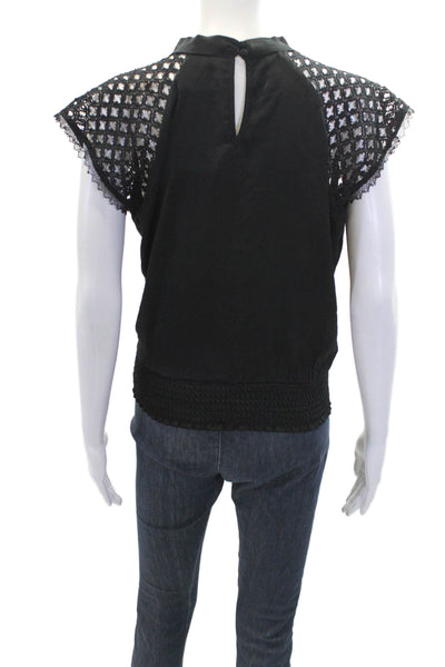 Heartloom Womens Beatriz Sleeveless Smocked Tank Top Solid Black Size S