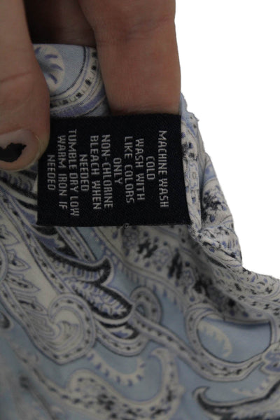 Chaps Womens Cotton Paisley Print Collared Button-Down Shirt Blue Size PXL