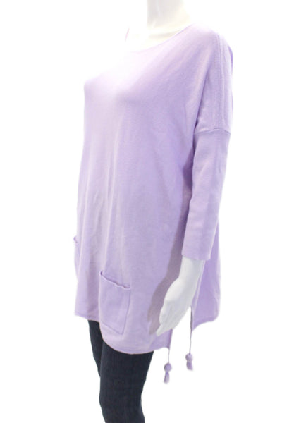 Lily Pulitzer Womens Long Sleeve Patch Pocket Pompom T Shirt Purple Size M