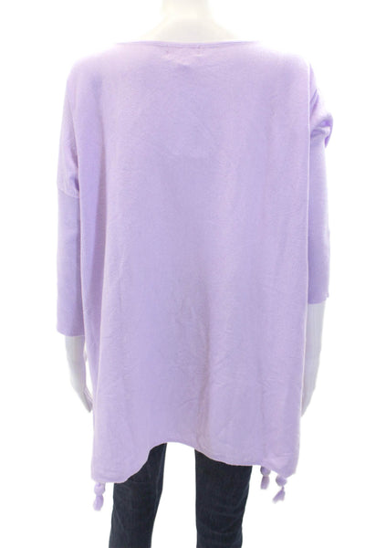 Lily Pulitzer Womens Long Sleeve Patch Pocket Pompom T Shirt Purple Size M