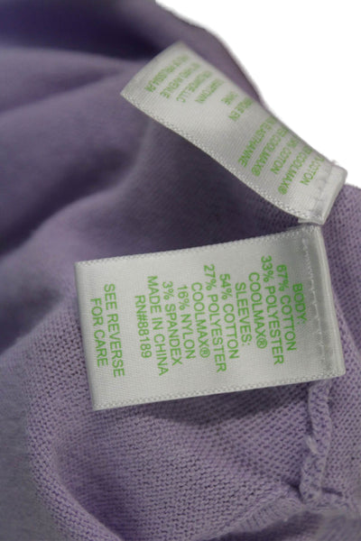 Lily Pulitzer Womens Long Sleeve Patch Pocket Pompom T Shirt Purple Size M