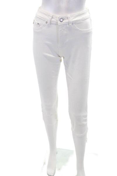 DL1961 Womens Zipper Fly High Rise Tie Capri Jeans White Denim Size 24