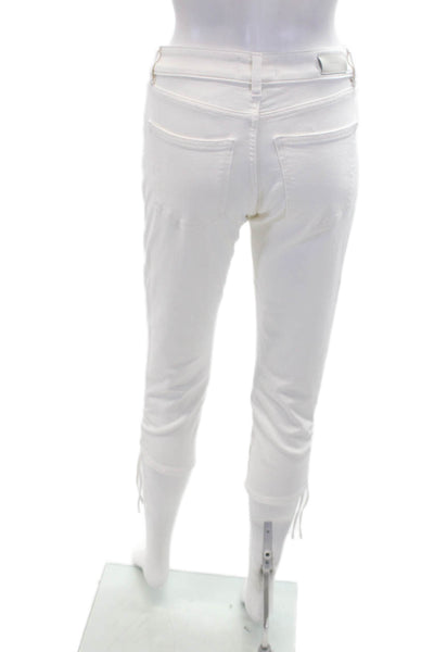 DL1961 Womens Zipper Fly High Rise Tie Capri Jeans White Denim Size 24
