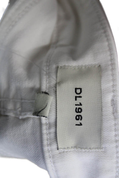 DL1961 Womens Zipper Fly High Rise Tie Capri Jeans White Denim Size 24