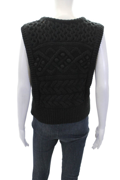Joes Jeans Womens Sleeveless Crew Neck Chunky Crochet Knit Top Black Size XS