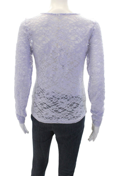 Anthropologie Womens Long Sleeve Crew Neck Lace Blouse Lilac Size Small