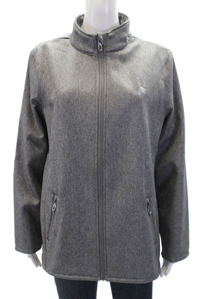 Spyder Womens Long Sleeve High-Neck Full Zippered Basic Jacket Gray Size L