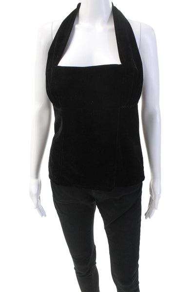 House of Harlow 1960 Womens Velour Halter Neck Sleeveless Blouse Black Size Smal