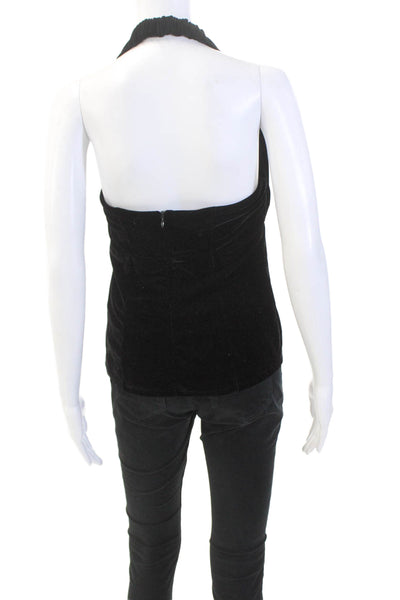House of Harlow 1960 Womens Velour Halter Neck Sleeveless Blouse Black Size Smal