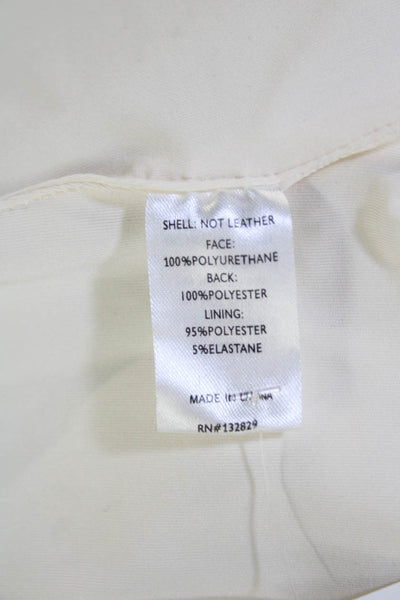 Superdown Womens Faux Leather Zipper Front Strapless Blouse White Size Medium