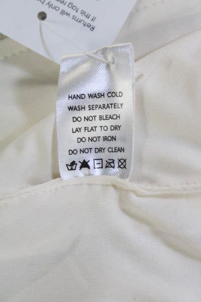 Superdown Womens Faux Leather Zipper Front Strapless Blouse White Size Medium