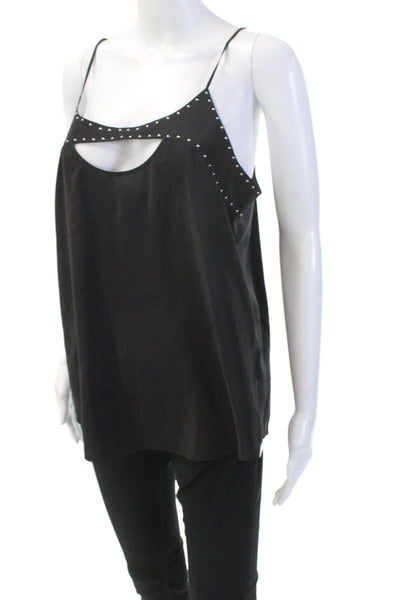 Rory Beca Womens Silk Studded Spaghetti Strap Tank Top Black Size Medium