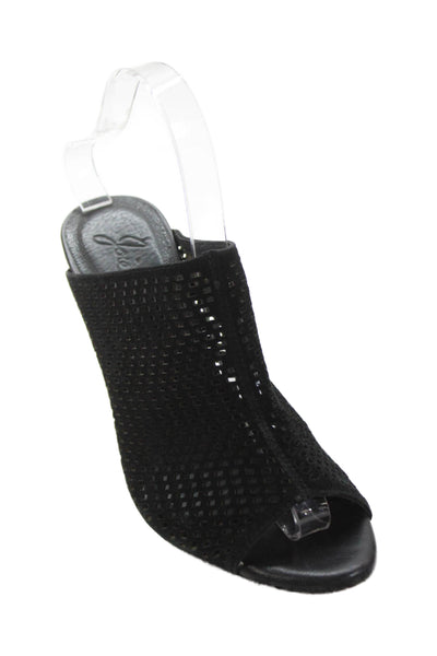 Joie Womens Perforated Suede Slide On Wedge Sandals Black Size 37.5 7.5