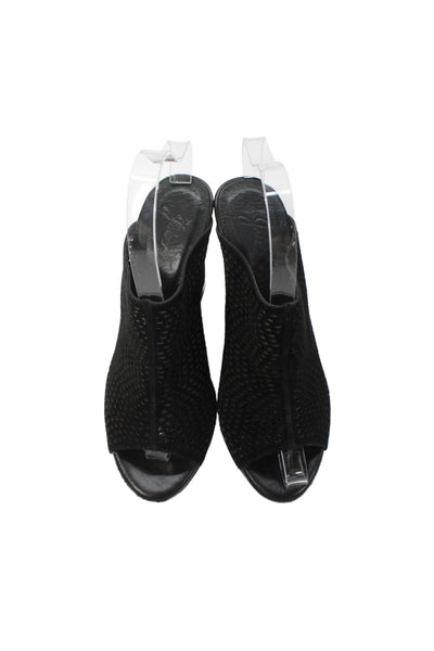 Joie Womens Perforated Suede Slide On Wedge Sandals Black Size 37.5 7.5