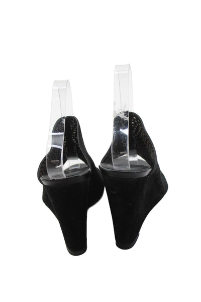 Joie Womens Perforated Suede Slide On Wedge Sandals Black Size 37.5 7.5