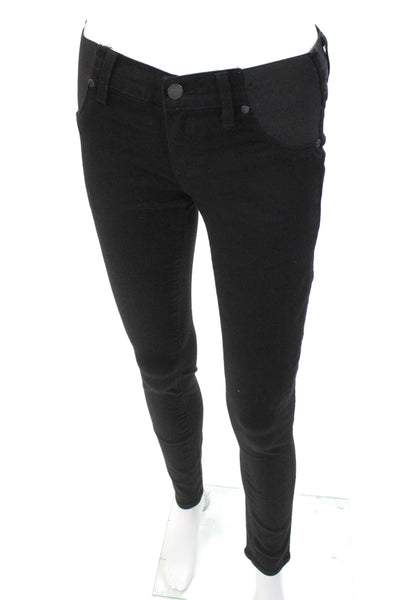 Paige Black Label Womens Elasticated Mid Rise Skinny Jeans Black Size 24