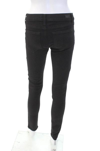 Paige Black Label Womens Elasticated Mid Rise Skinny Jeans Black Size 24