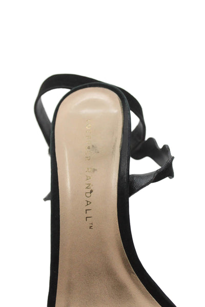 Loeffler Randall Womens Suede Peep Toe Ankle Strap Heels Black Size 8