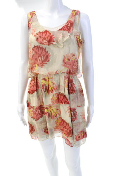 Madison Marcus Womens Silk Abstract Print Sleeveless Mini Dress Beige Size XS