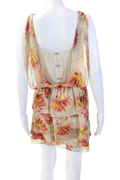 Madison Marcus Womens Silk Abstract Print Sleeveless Mini Dress Beige Size XS