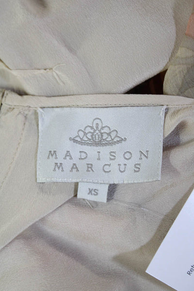 Madison Marcus Womens Silk Abstract Print Sleeveless Mini Dress Beige Size XS