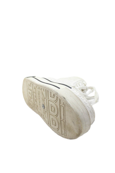 Fendi x Marc Jacobs Womens Lace Up Logo Platform Sneakers White Canvas Size 37