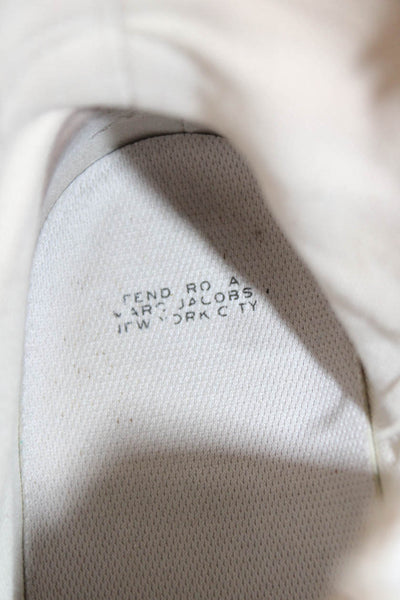 Fendi x Marc Jacobs Womens Lace Up Logo Platform Sneakers White Canvas Size 37