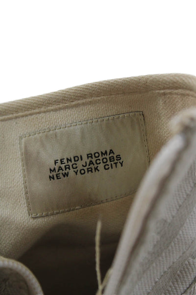 Fendi x Marc Jacobs Womens Lace Up Logo Platform Sneakers White Canvas Size 37