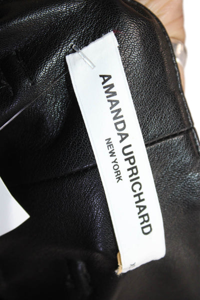 Amanda Uprichard Womens Zipper Fly Belted Faux Leather Pants Black Size XS