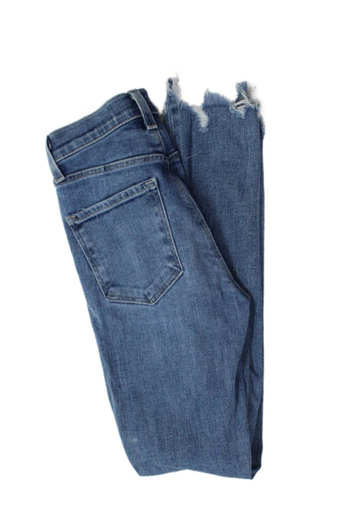 J Brand Womens Zipper Fly Mid Rise Medium Wash Fringe Skinny Jeans Blue Size 23