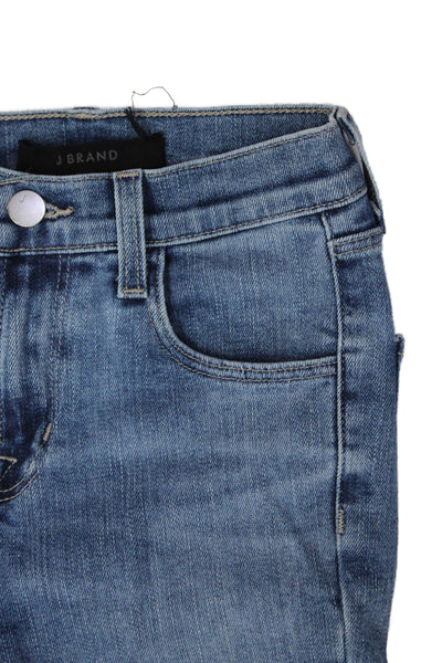 J Brand Womens Zipper Fly Mid Rise Medium Wash Fringe Skinny Jeans Blue Size 23