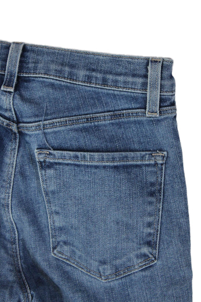 J Brand Womens Zipper Fly Mid Rise Medium Wash Fringe Skinny Jeans Blue Size 23