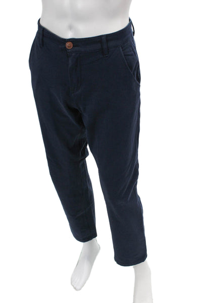 Mugsy Mens Zipper Fly Pleated Straight Leg Moragns Pants Navy Size 34x30