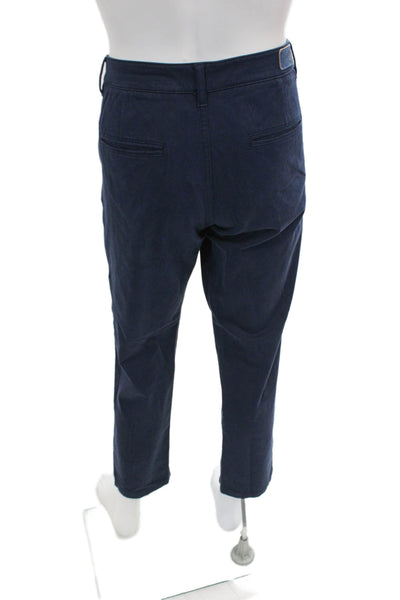 Mugsy Mens Zipper Fly Pleated Straight Leg Moragns Pants Navy Size 34x30
