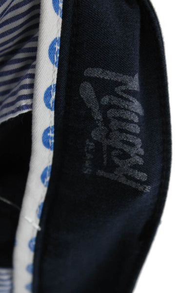 Mugsy Mens Zipper Fly Pleated Straight Leg Moragns Pants Navy Size 34x30