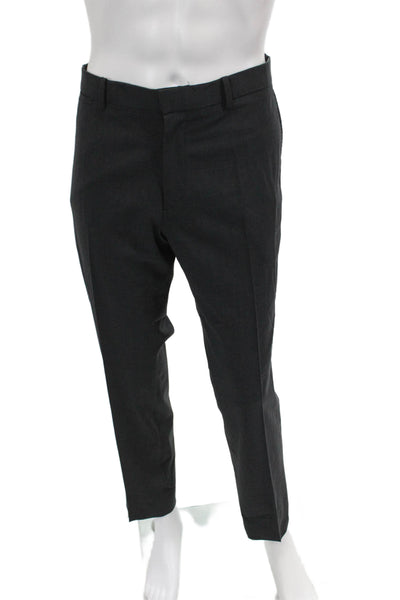 Theory Mens Zipper Fly Pleated Straight Leg Dress Pants Dark Gray Wool Size 36
