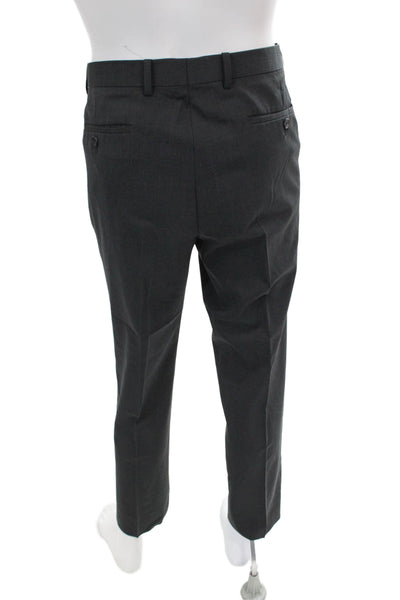 Theory Mens Zipper Fly Pleated Straight Leg Dress Pants Dark Gray Wool Size 36