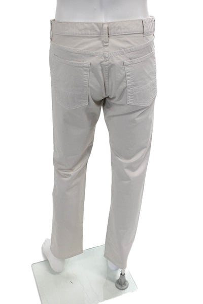 Vince Mens Zipper Fly Straight Leg Classic Chino Trouser Pants Beige Size 34