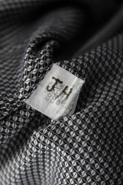 Robert Graham Mens Button Front Collared Geometric Shirt Gray Cotton Size M/L