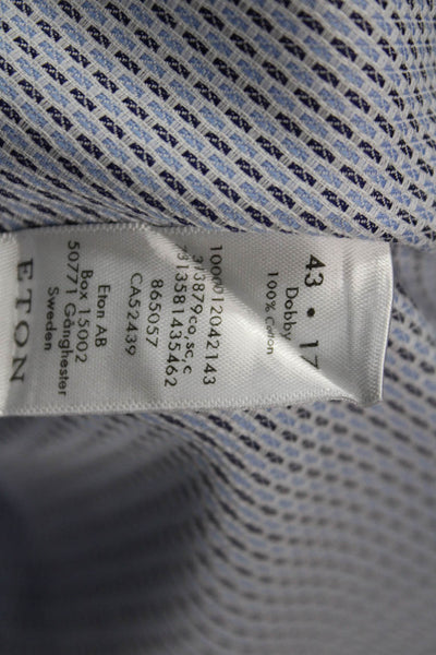 Eton Mens Button Front Long Sleeve Collared Printed Shirt Blue Cotton Size XL